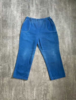 1950s blue jeans . vintage side zip denim . 30-32 waist