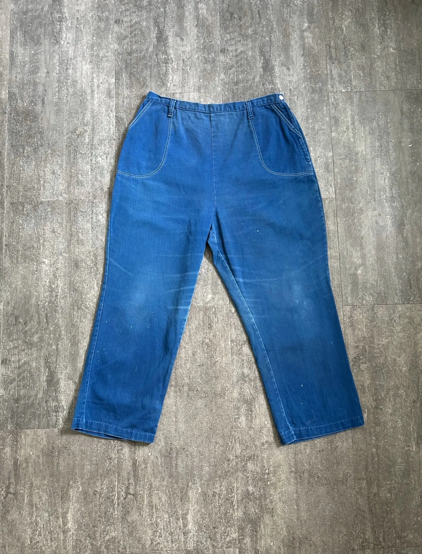 1950s blue jeans . vintage side zip denim . 30-32 waist