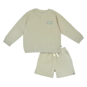 2-Piece Infant & Toddler Boys Light Green Long Sleeve Top and Shorts Set
