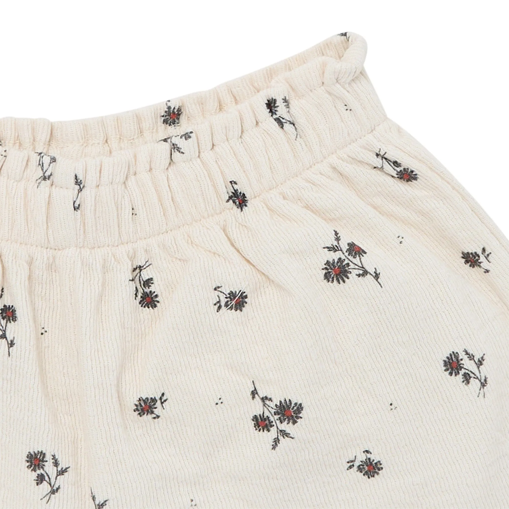 2-Piece Infant & Toddler Girls Beige Floral Top and Shorts Set