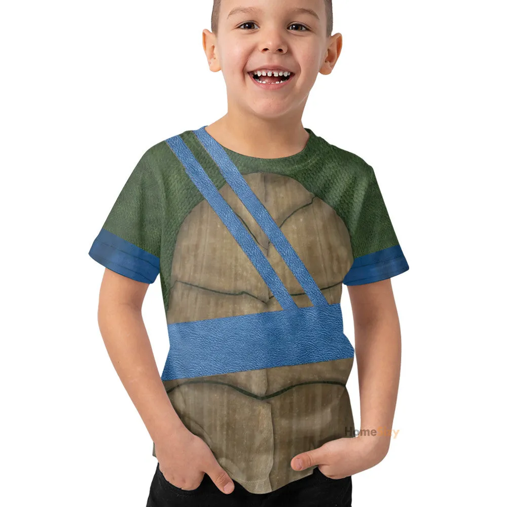 3D Leonardo TMNT Leo Custom Cosplay Costume Kid Tshirt QT208189Hf