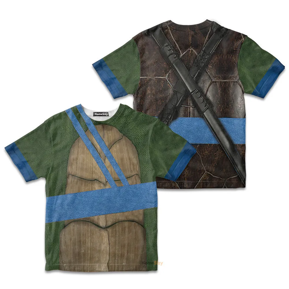 3D Leonardo TMNT Leo Custom Cosplay Costume Kid Tshirt QT208189Hf