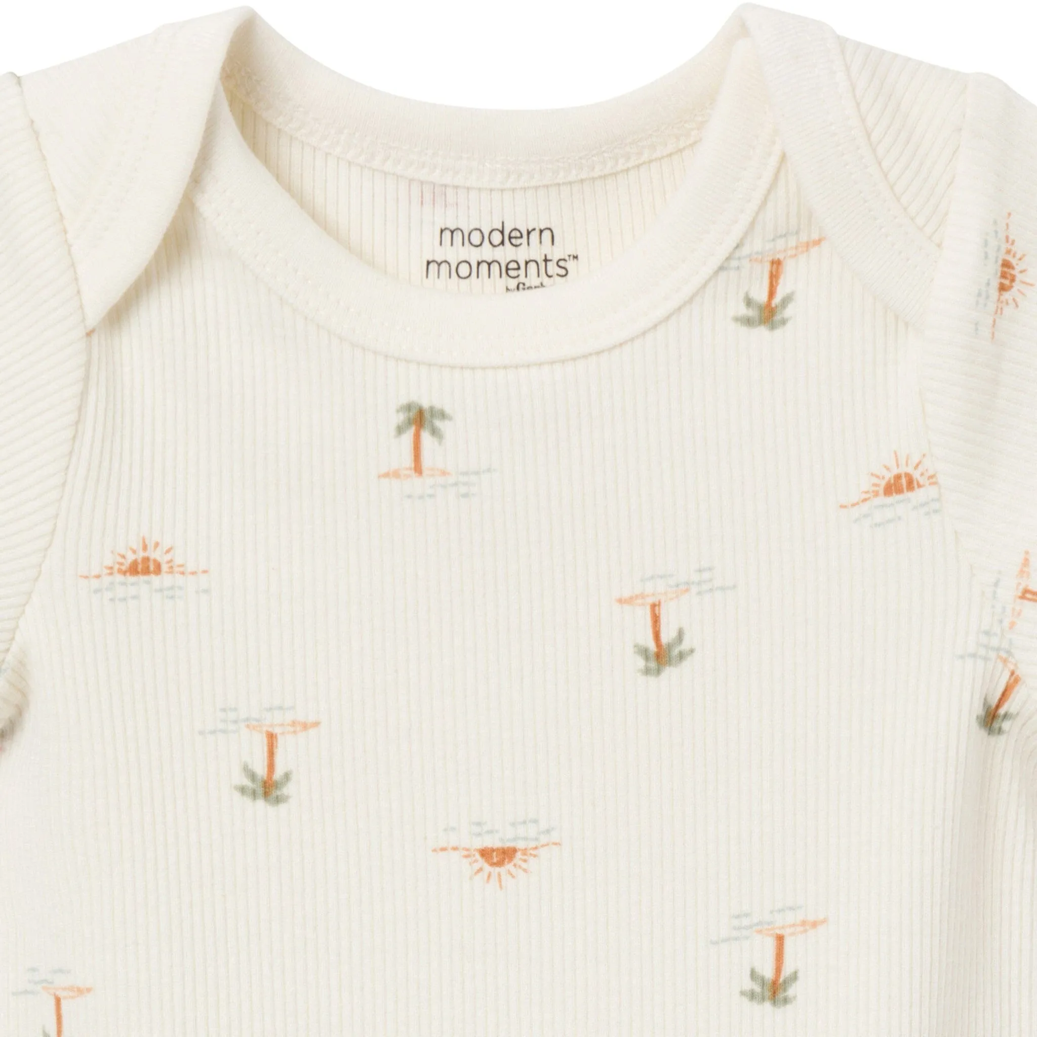 4-Piece Baby Neutral Ivory Mini Island Short Sleeve Bodysuits and Shorts Set