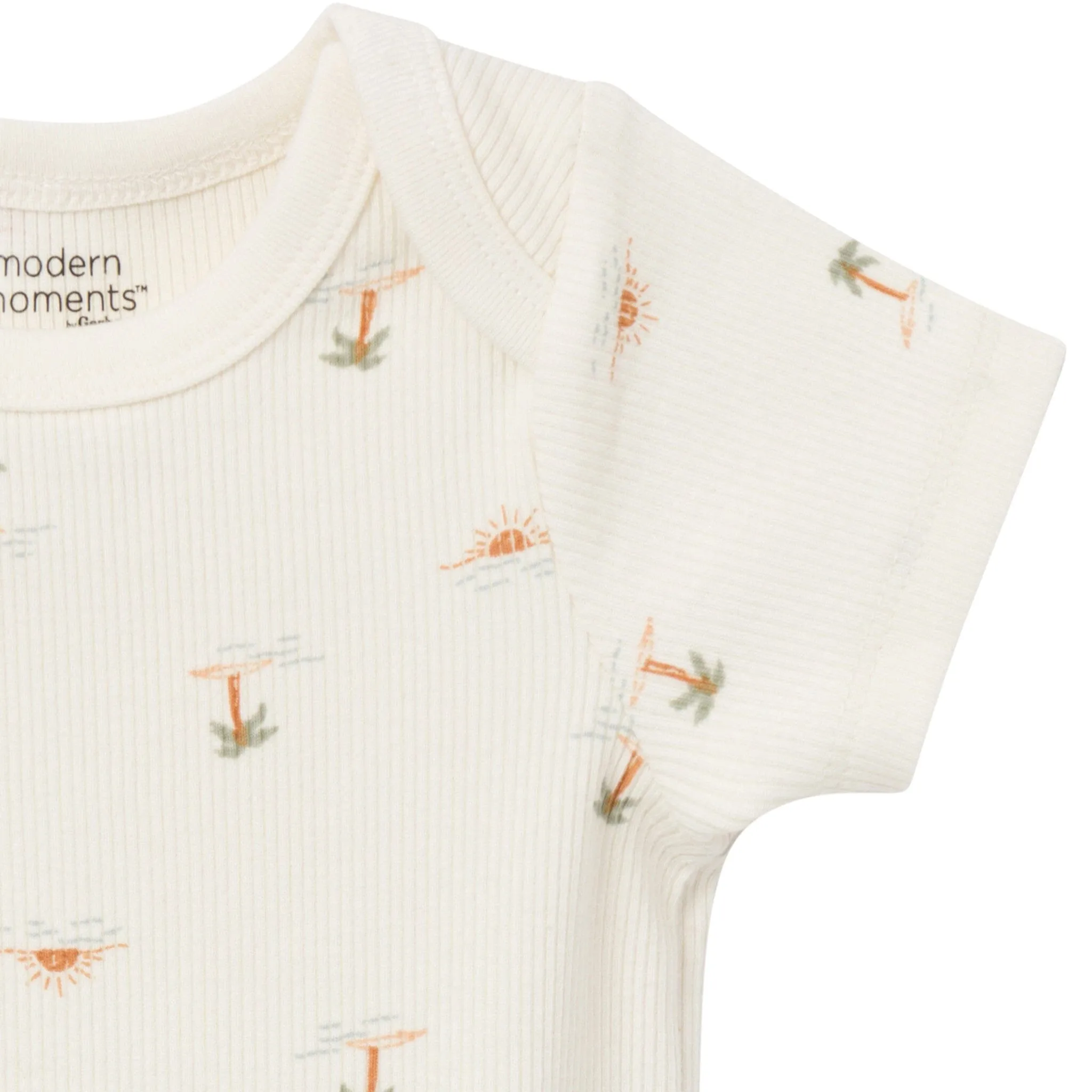4-Piece Baby Neutral Ivory Mini Island Short Sleeve Bodysuits and Shorts Set
