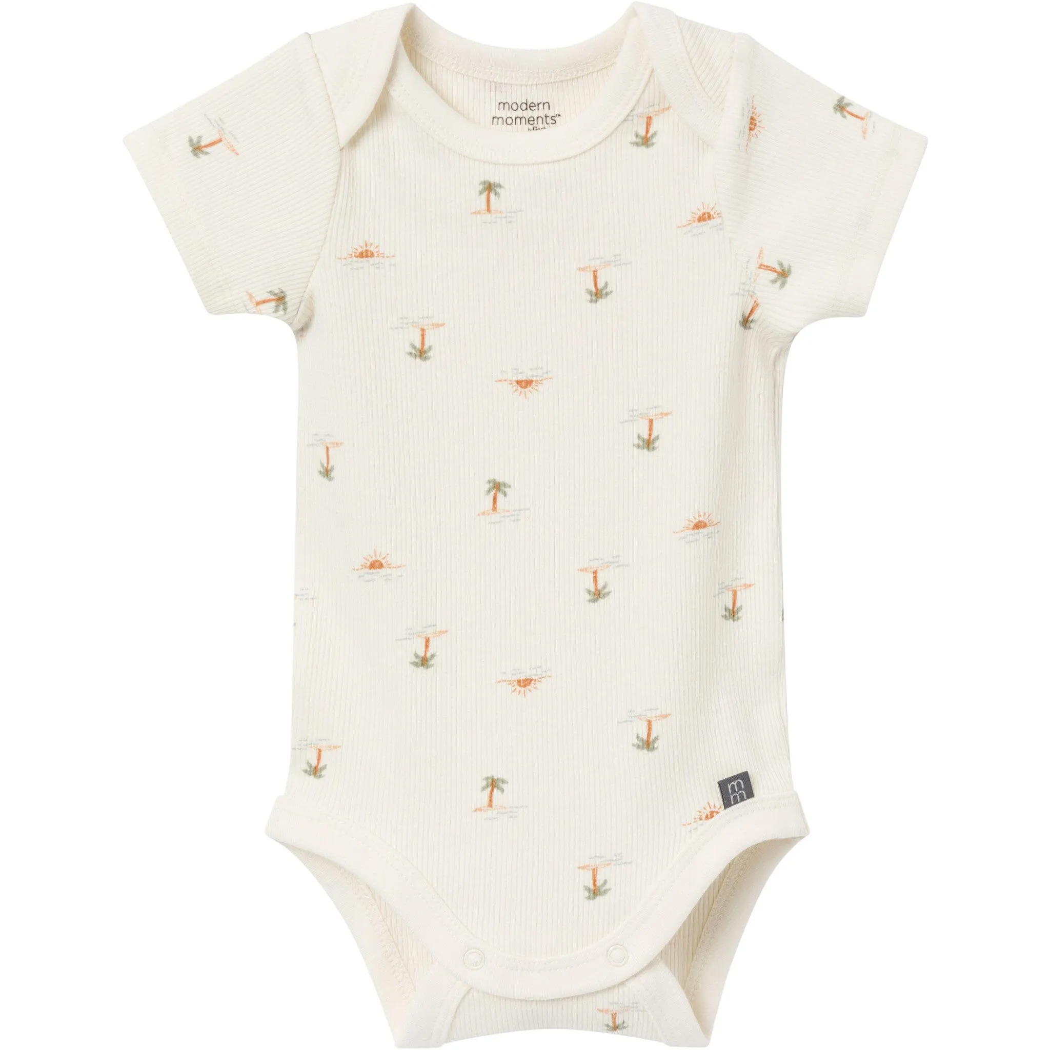 4-Piece Baby Neutral Ivory Mini Island Short Sleeve Bodysuits and Shorts Set