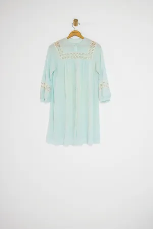 60's BLUE PEIGNOIR ROBE/DUSTER / SMALL