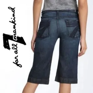 7 FOR ALL MANKIND Dojo Bermuda Shorts / Jorts in Dark Vintage Wash Denim Size 32