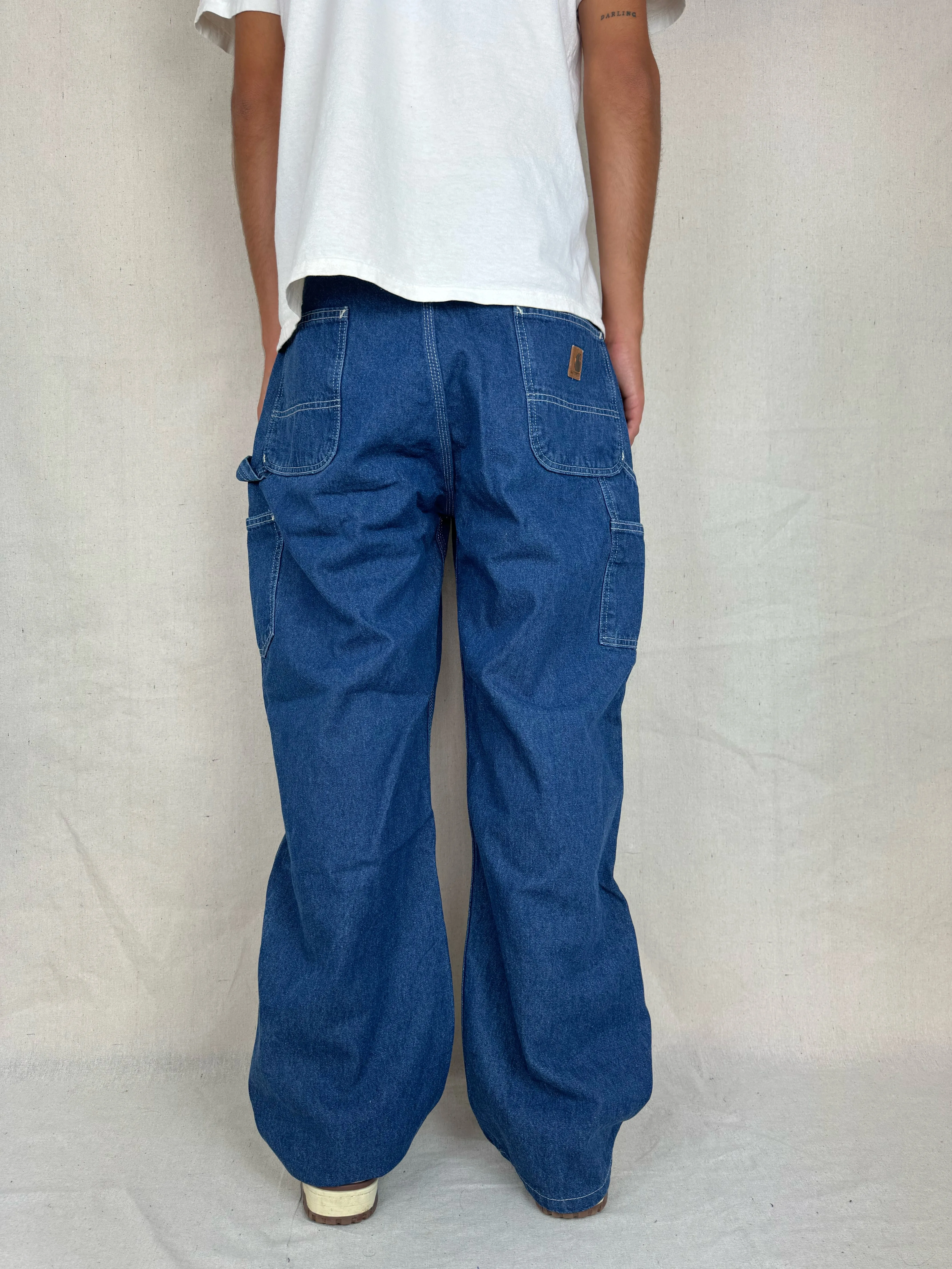 90's Carhartt Contrast Stitch Vintage Carpenter Jeans Size 33x31