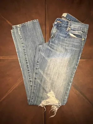 Abercrombie & Fitch Low-Rise Destructed Straight Leg Blue Jeans