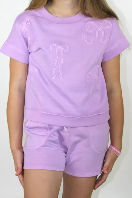 Acid wash pork chop pocket short - Orchid Bouquet