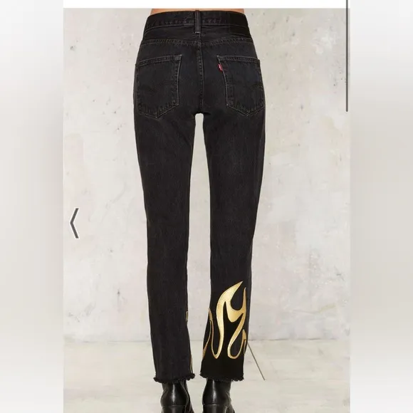 After Party by Nasty Gal Hang Fire Levi's 505 Jeans denim size 26‎