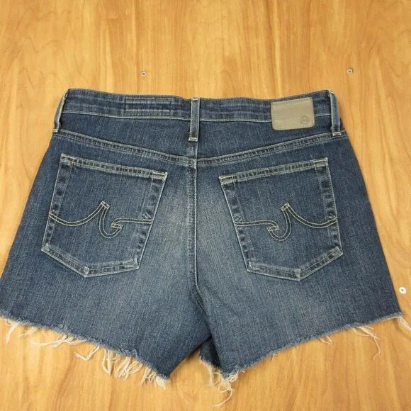 AG ADRIANO GOLDSCHMIED Hailey Cut Off Ex Boyfriend Shorts Sz 26 Blue Denim Jeans