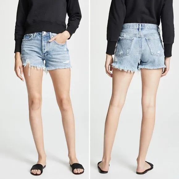 AGOLDE Parker Vintage Cut off Distressed Short in Swapmeet 27 Festival Cowgirl