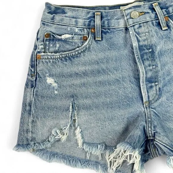 AGOLDE Parker Vintage Cut off Distressed Short in Swapmeet 27 Festival Cowgirl