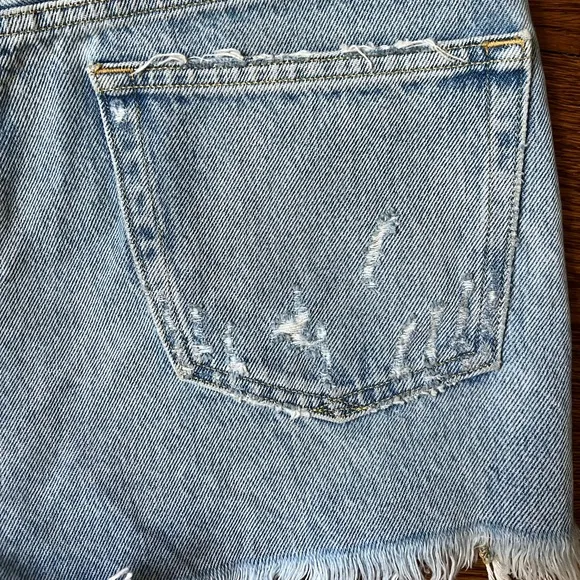 AGOLDE Parker Vintage Frayed Cut-Off Button Fly Light Wash Jean Shorts S…