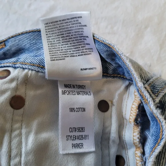 AGOLDE Shorts Womens 23 Blue Denim High Rise Vintage Parker Cut Offs Button Fly