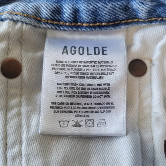 AGOLDE Shorts Womens 23 Blue Denim High Rise Vintage Parker Cut Offs Button Fly