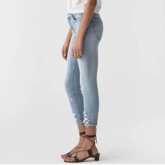AGOLDE Sophie Mid-Rise Skinny Jean With Chewed Hem &amp; Waistband, 25