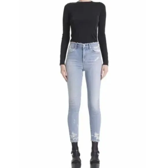 AGOLDE Sophie Mid-Rise Skinny Jean With Chewed Hem &amp; Waistband, 25