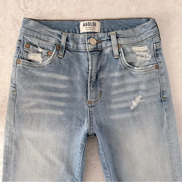 AGOLDE Sophie Mid-Rise Skinny Jean With Chewed Hem &amp; Waistband, 25