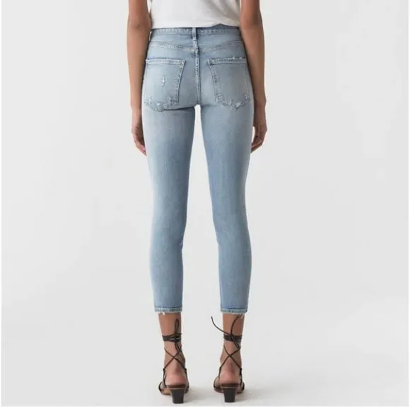 AGOLDE Sophie Mid-Rise Skinny Jean With Chewed Hem &amp; Waistband, 25
