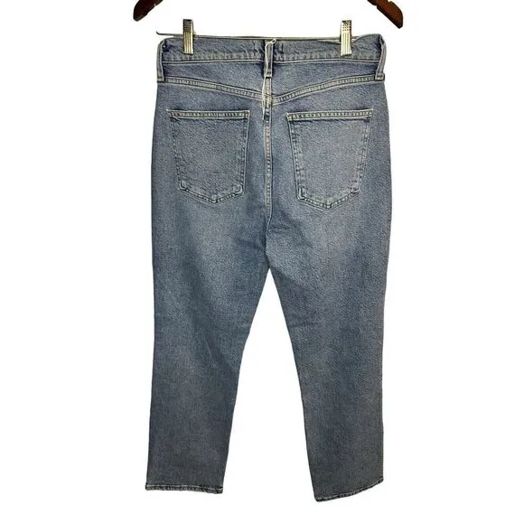 Agolde Wilder Light Wash Distressed Mid-Rise Comfort Straight Leg Jeans sz 27