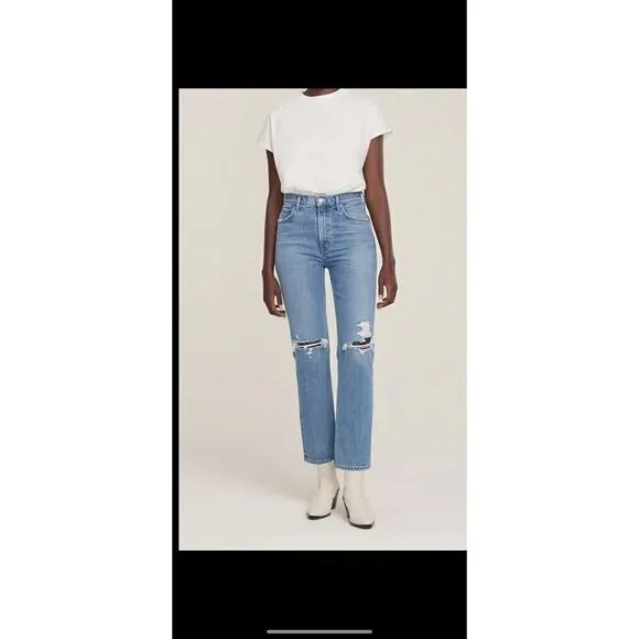 Agolde Wilder Light Wash Distressed Mid-Rise Comfort Straight Leg Jeans sz 27