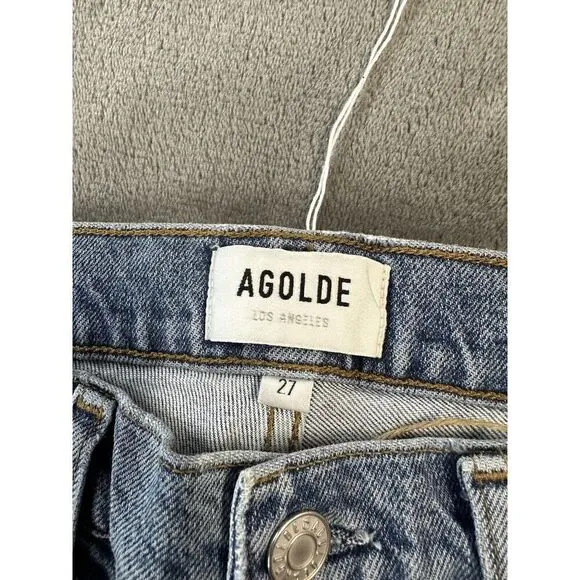 Agolde Wilder Light Wash Distressed Mid-Rise Comfort Straight Leg Jeans sz 27