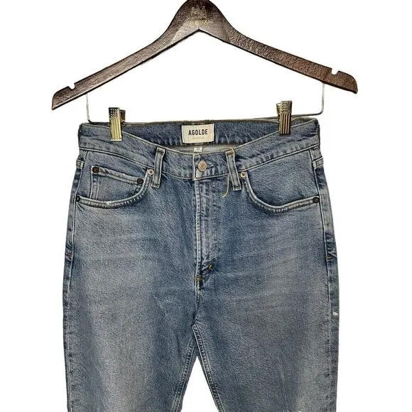 Agolde Wilder Light Wash Distressed Mid-Rise Comfort Straight Leg Jeans sz 27