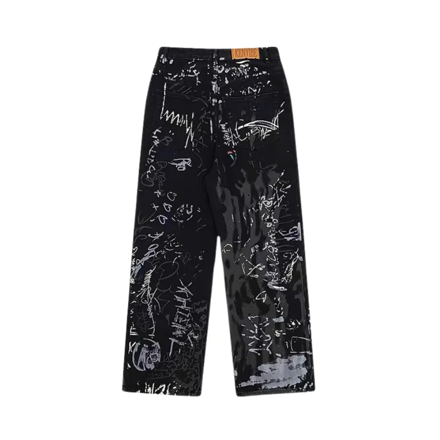American Graffiti Letter Print Jeans