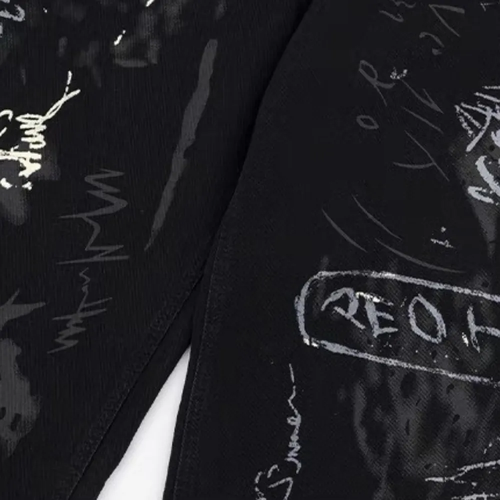 American Graffiti Letter Print Jeans