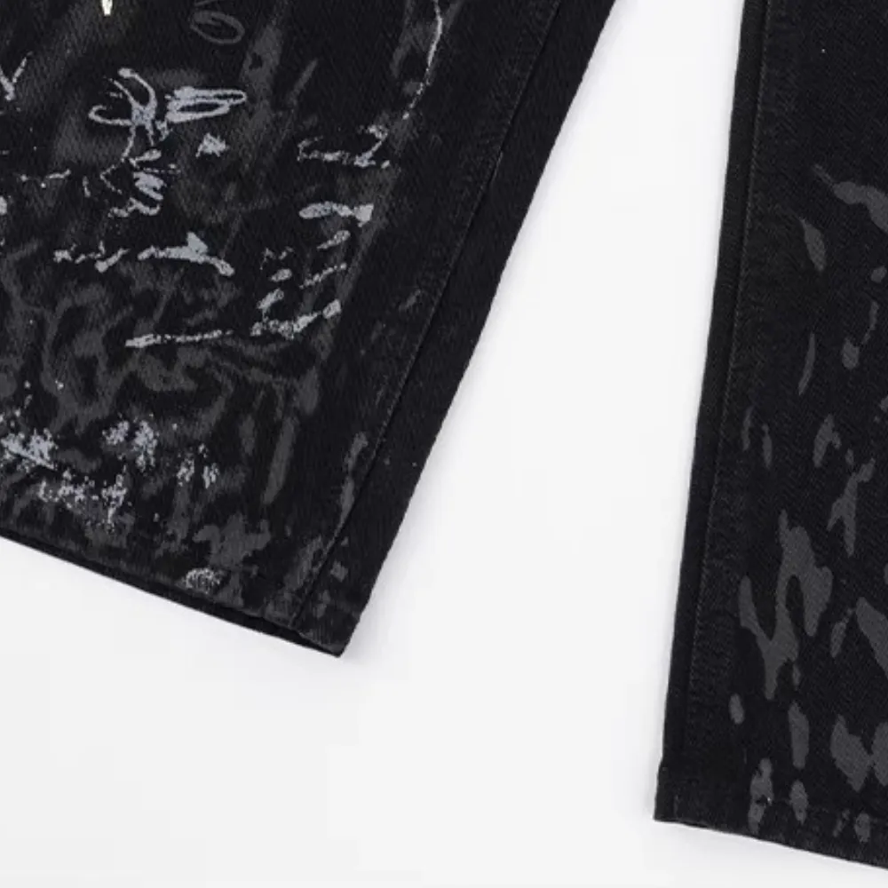 American Graffiti Letter Print Jeans
