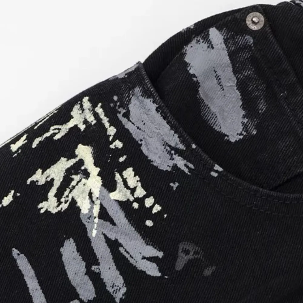 American Graffiti Letter Print Jeans