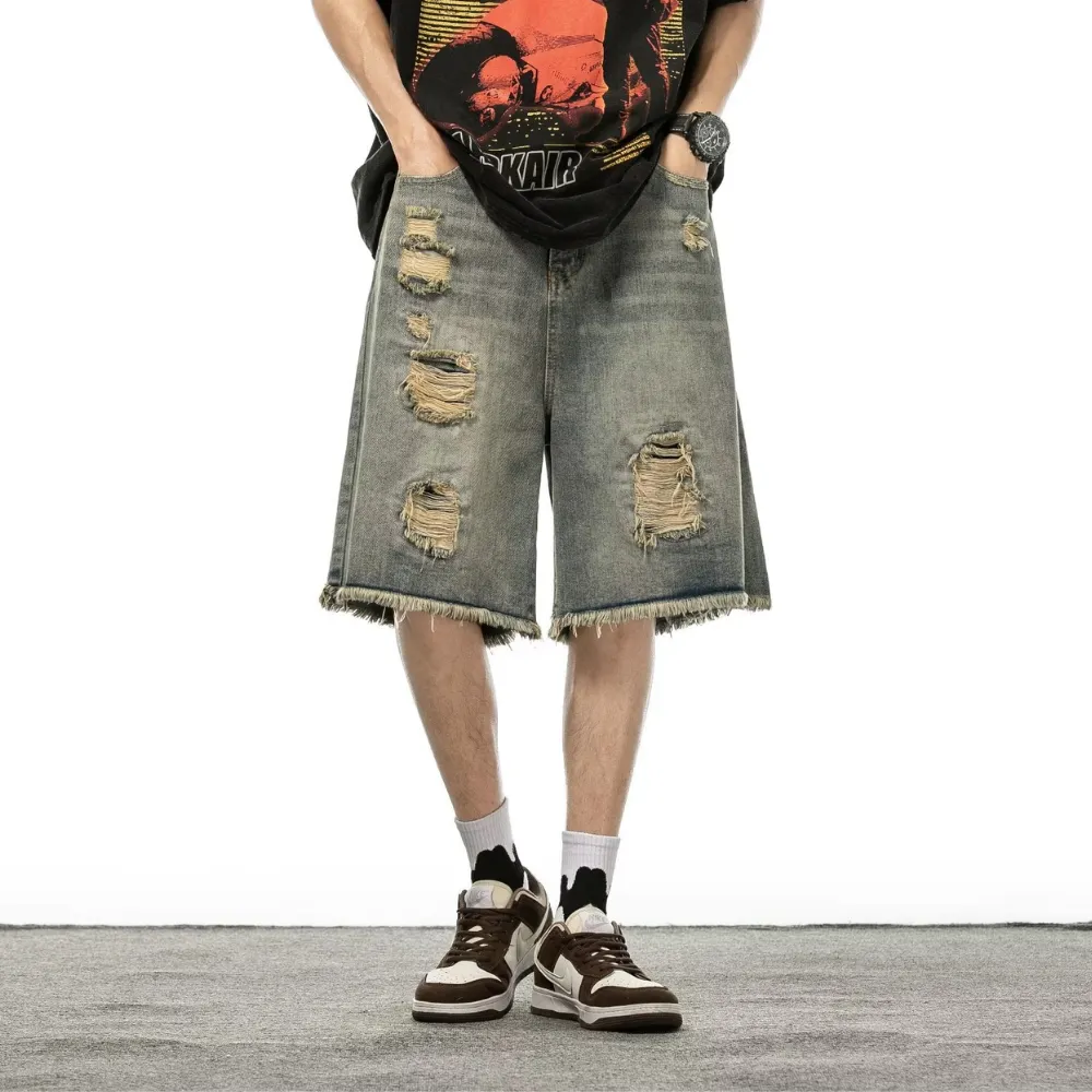 American Vintage Distressed Denim Shorts