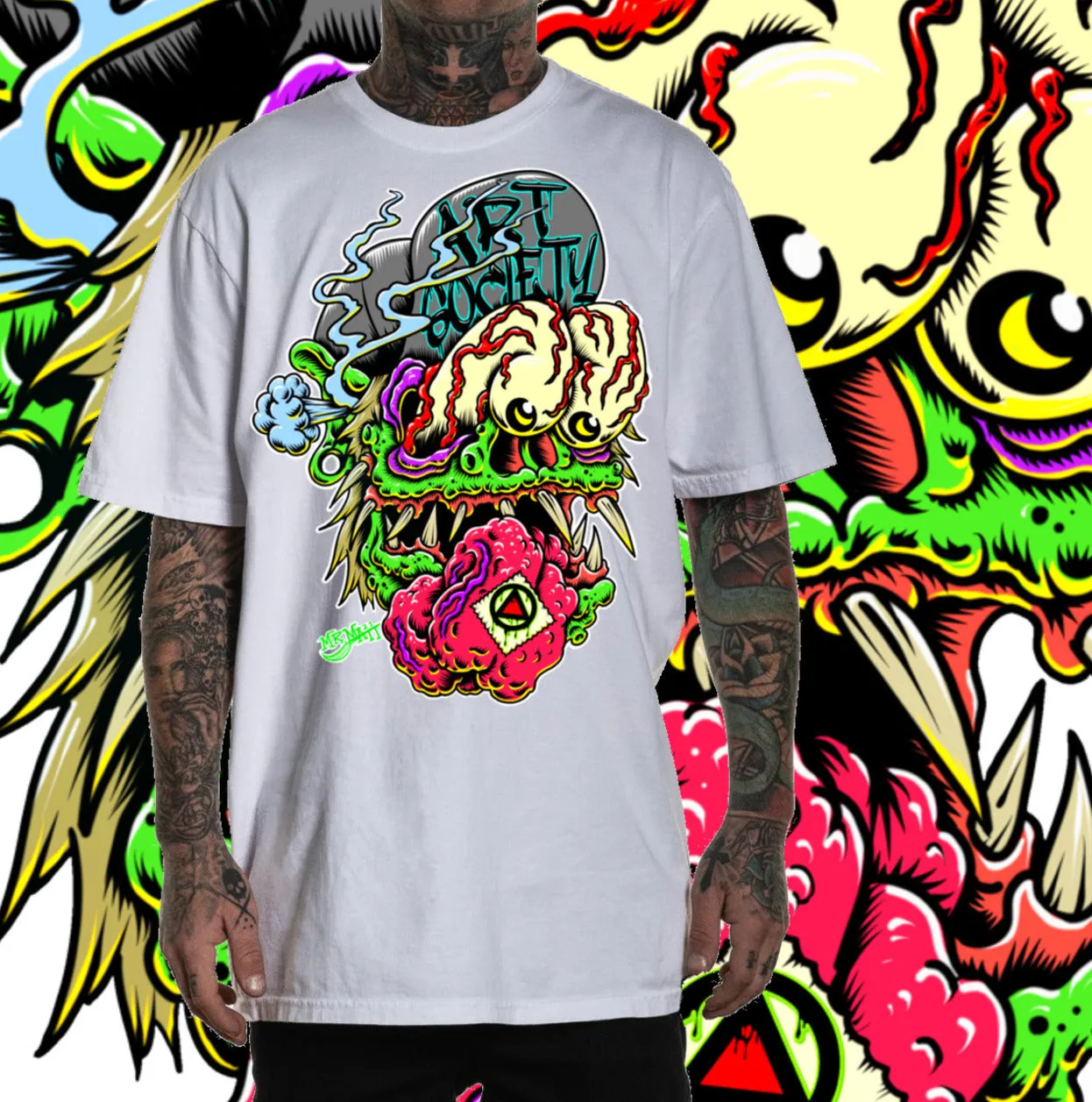 Art Society x Retro Kings MONSTER DROP TEE WHITE