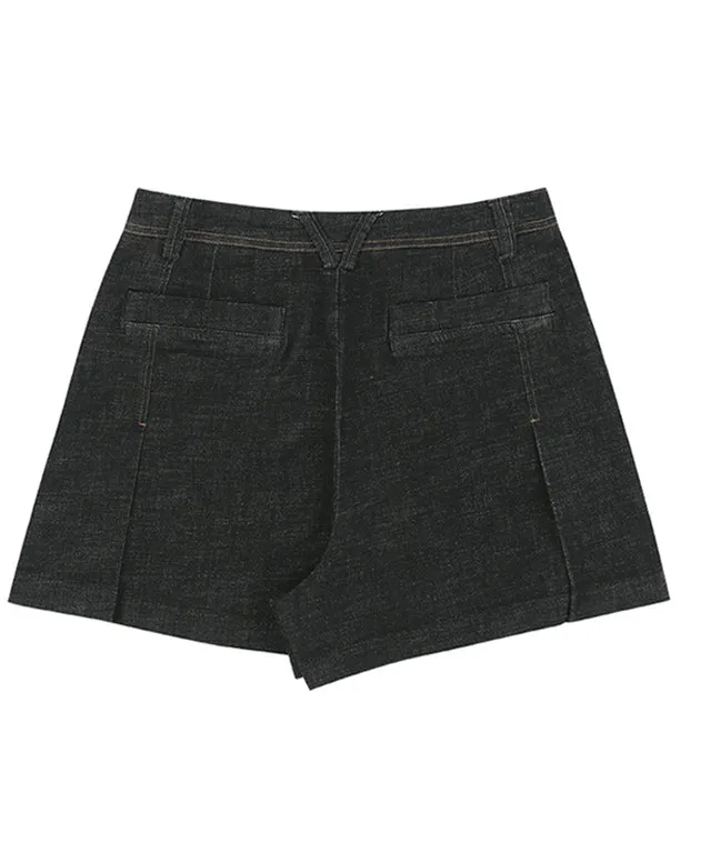AVEN Denim Wrap Shorts - Black