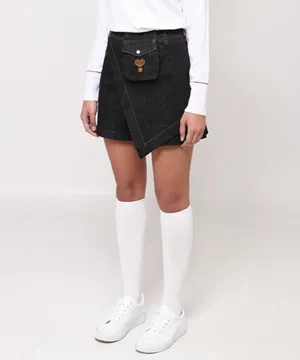 AVEN Denim Wrap Shorts - Black