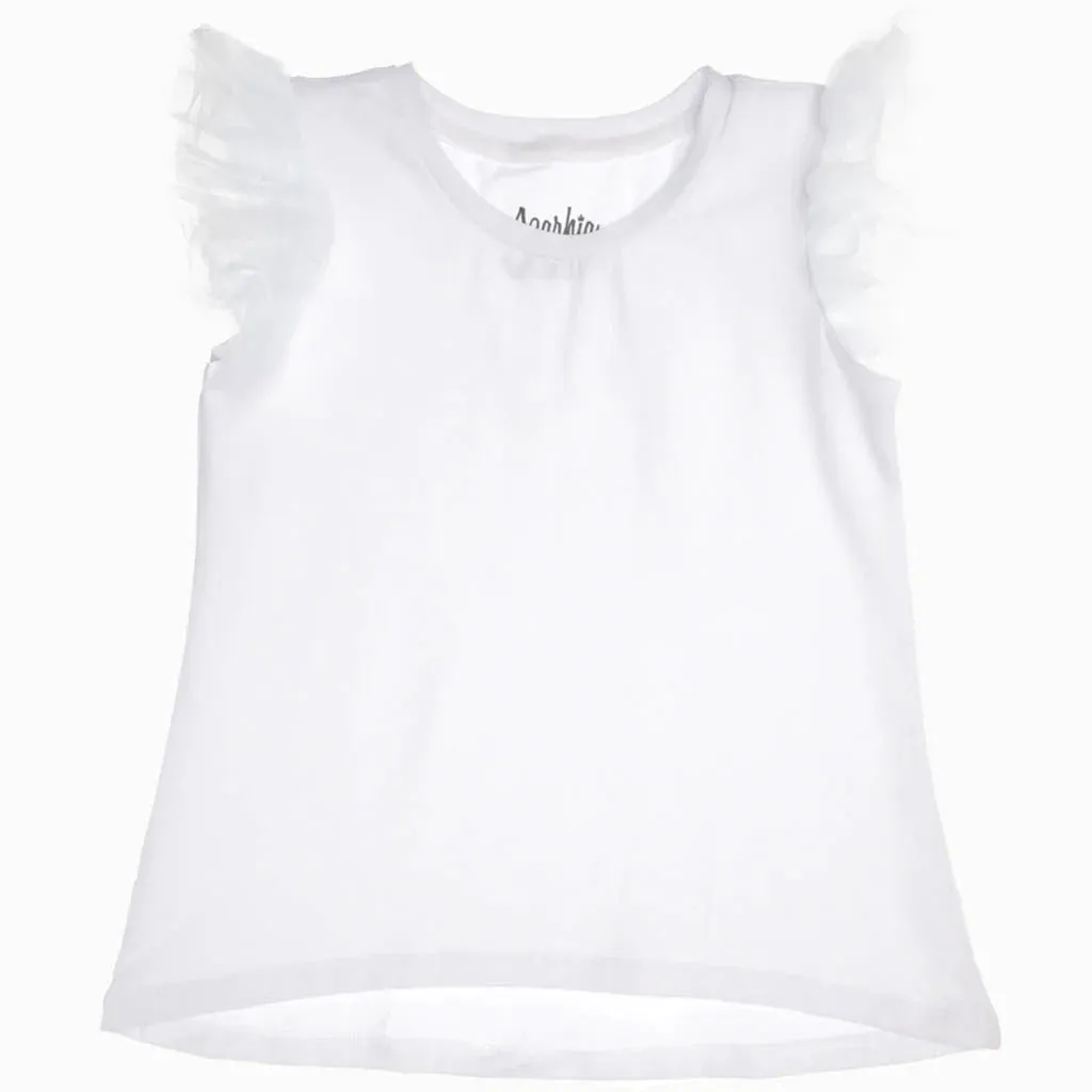 Azarhia Tulle Ruffle Shirt - White