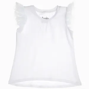 Azarhia Tulle Ruffle Shirt - White