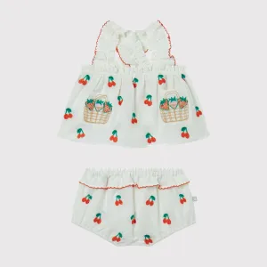 BABY GIRL TOP AND BLOOMERS WITH CHERRIES EMBRO(2 Pack)