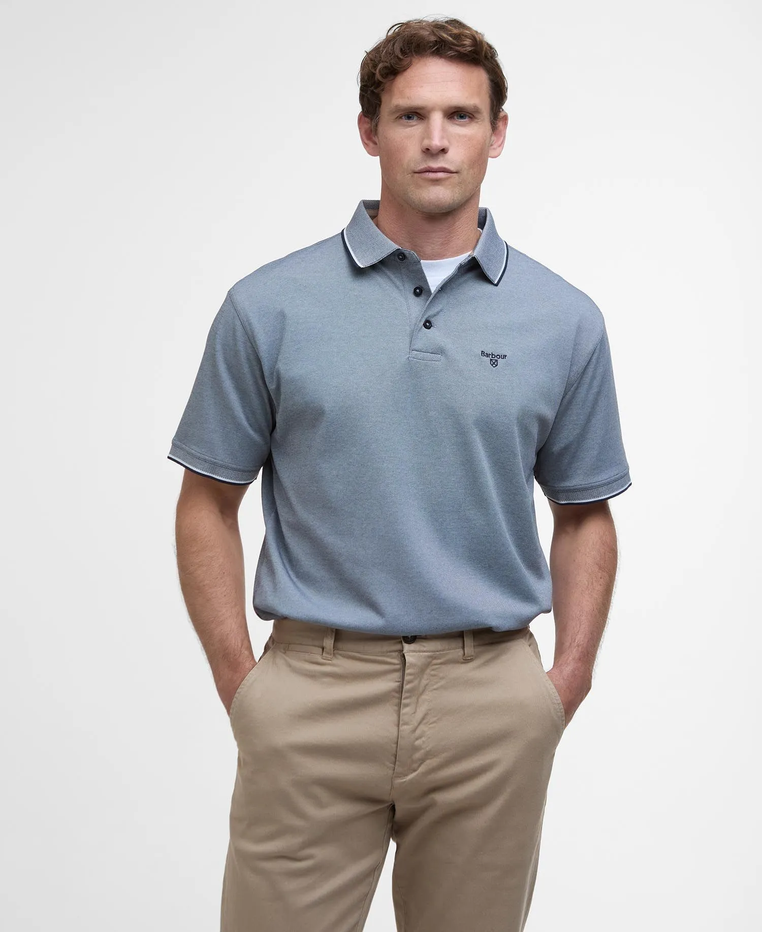 Barbour Heydon Short-Sleeved Polo Shirt in Classic Navy