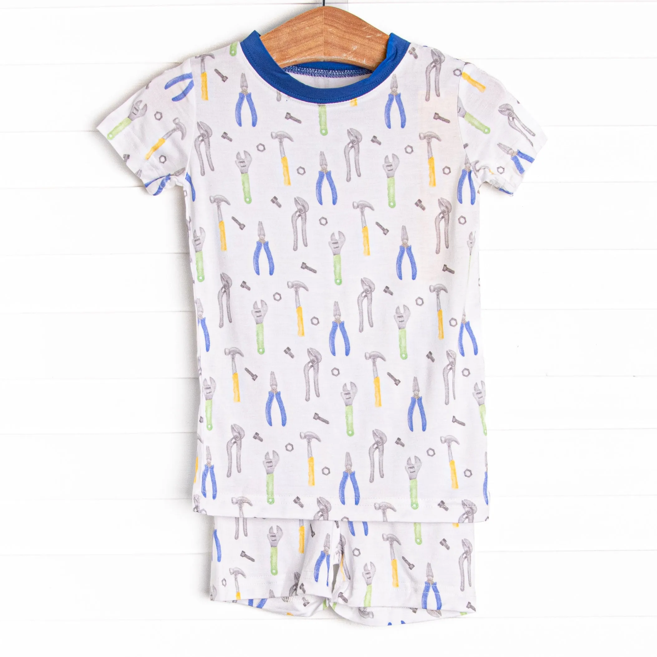 Bedtime Builder Bamboo Pajama Short Set, Blue