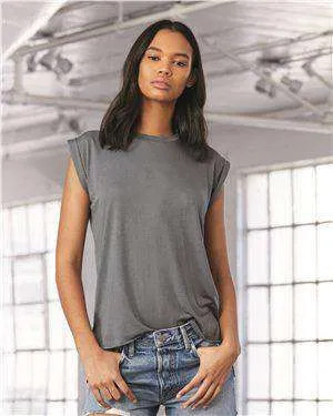Bella   Canvas Women's Flowy Rolled Cuff Muscle T-Shirt - 8804