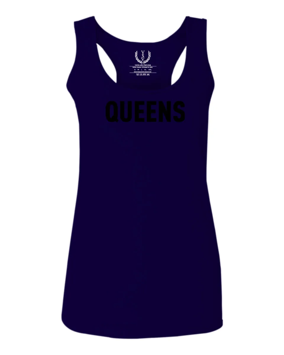 Black Fonts New York Queen NYC Cool City American  women's Tank Top sleeveless Racerback