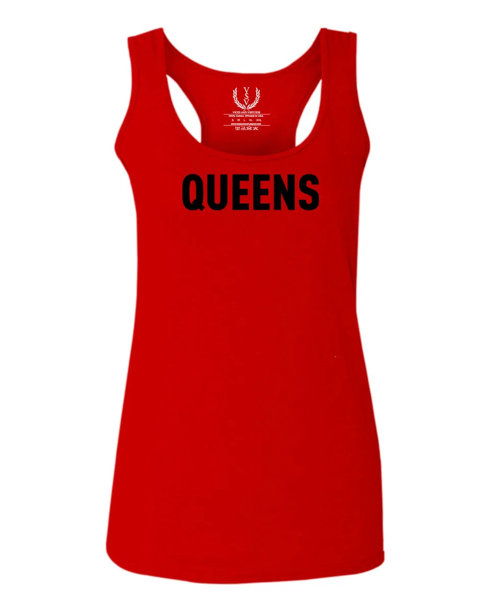 Black Fonts New York Queen NYC Cool City American  women's Tank Top sleeveless Racerback