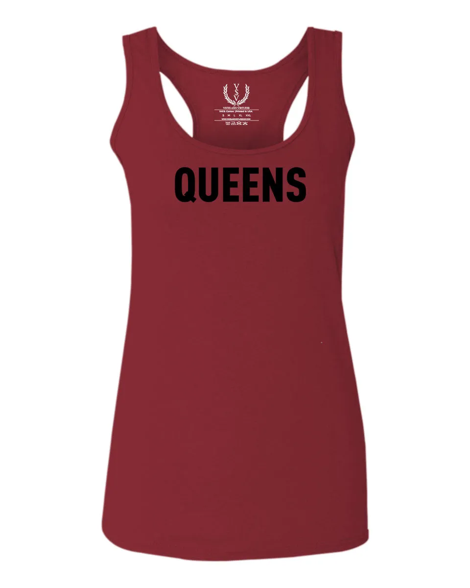Black Fonts New York Queen NYC Cool City American  women's Tank Top sleeveless Racerback