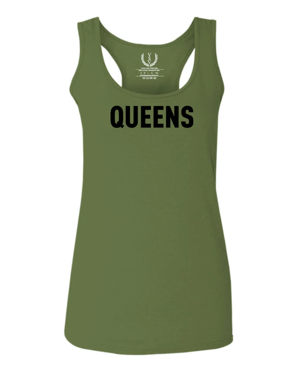 Black Fonts New York Queen NYC Cool City American  women's Tank Top sleeveless Racerback