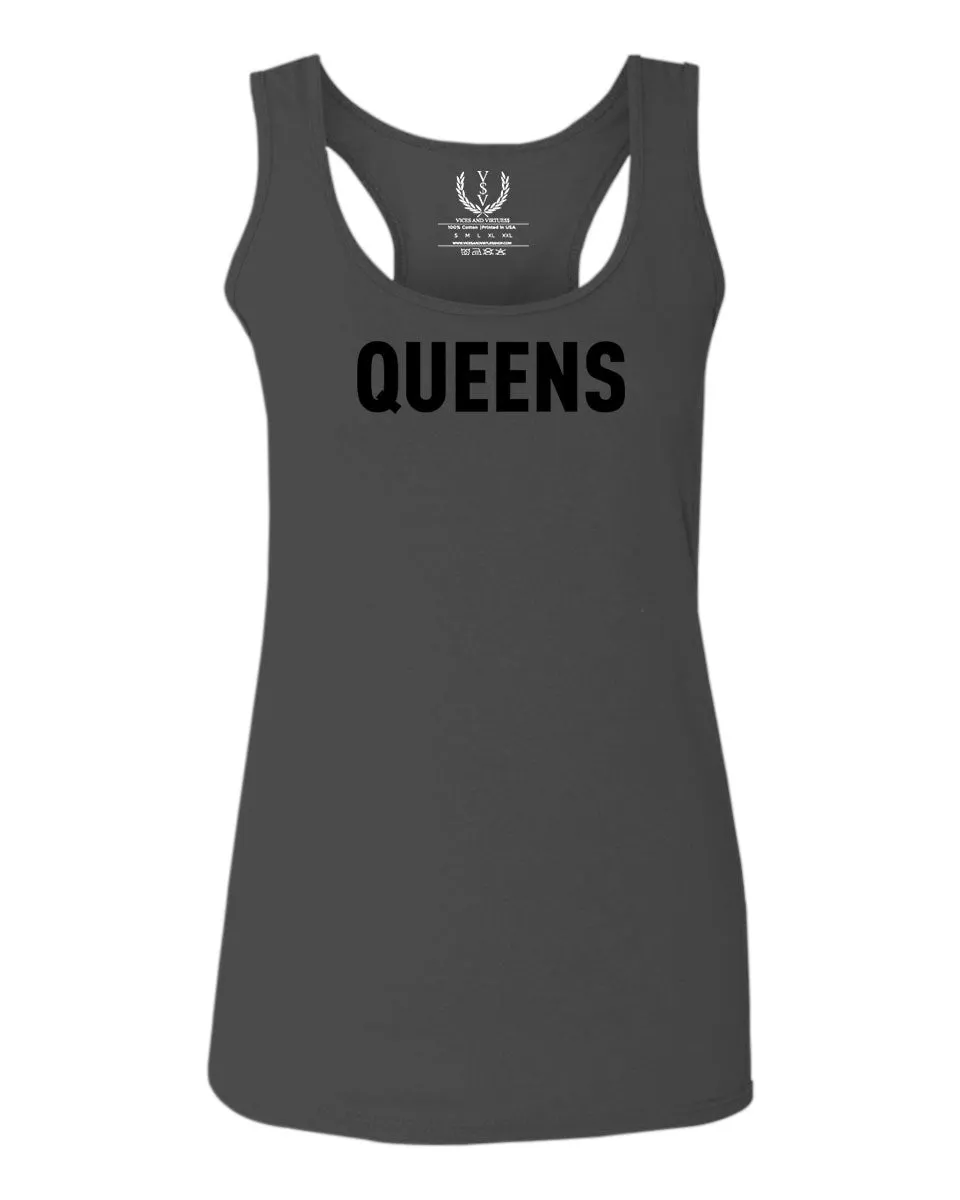 Black Fonts New York Queen NYC Cool City American  women's Tank Top sleeveless Racerback