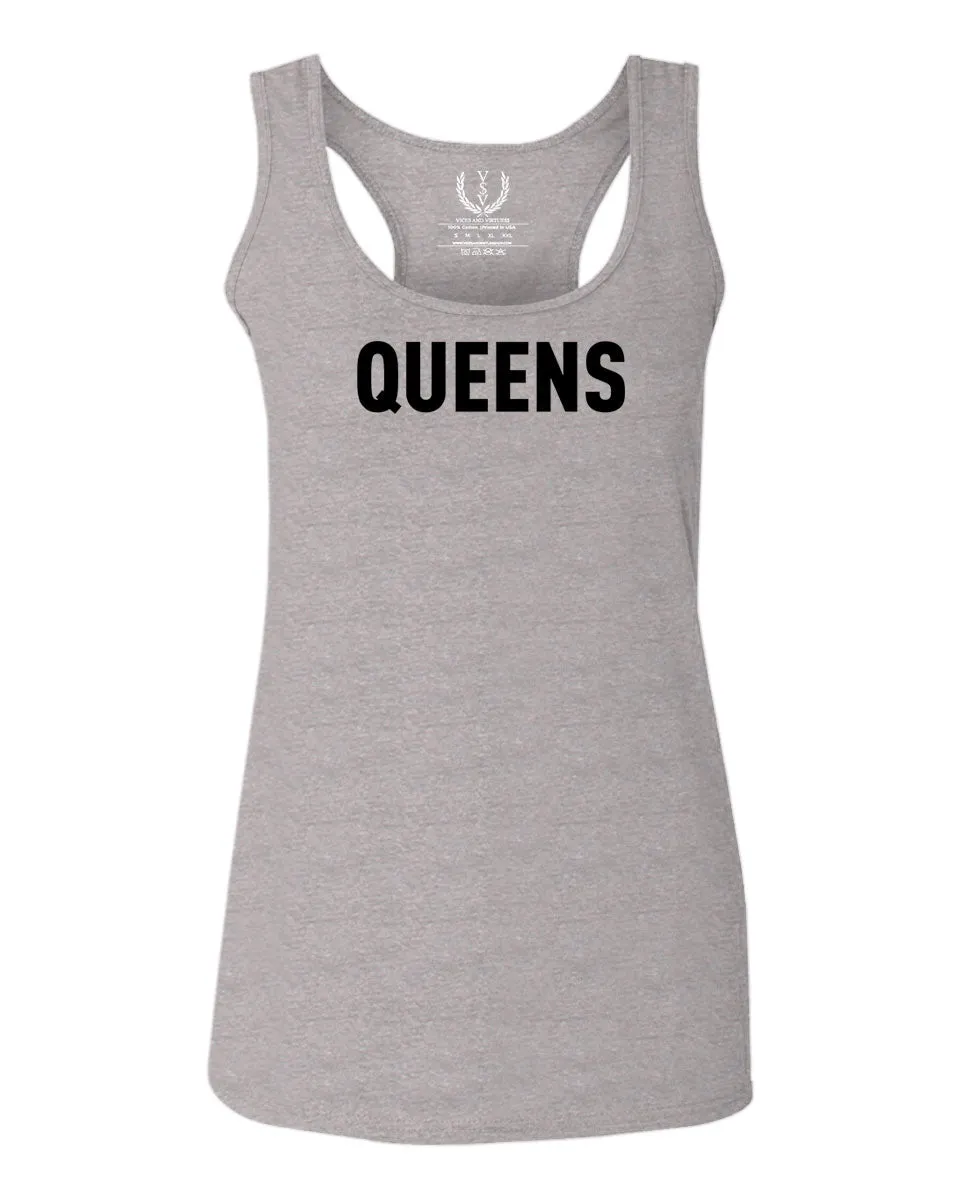 Black Fonts New York Queen NYC Cool City American  women's Tank Top sleeveless Racerback