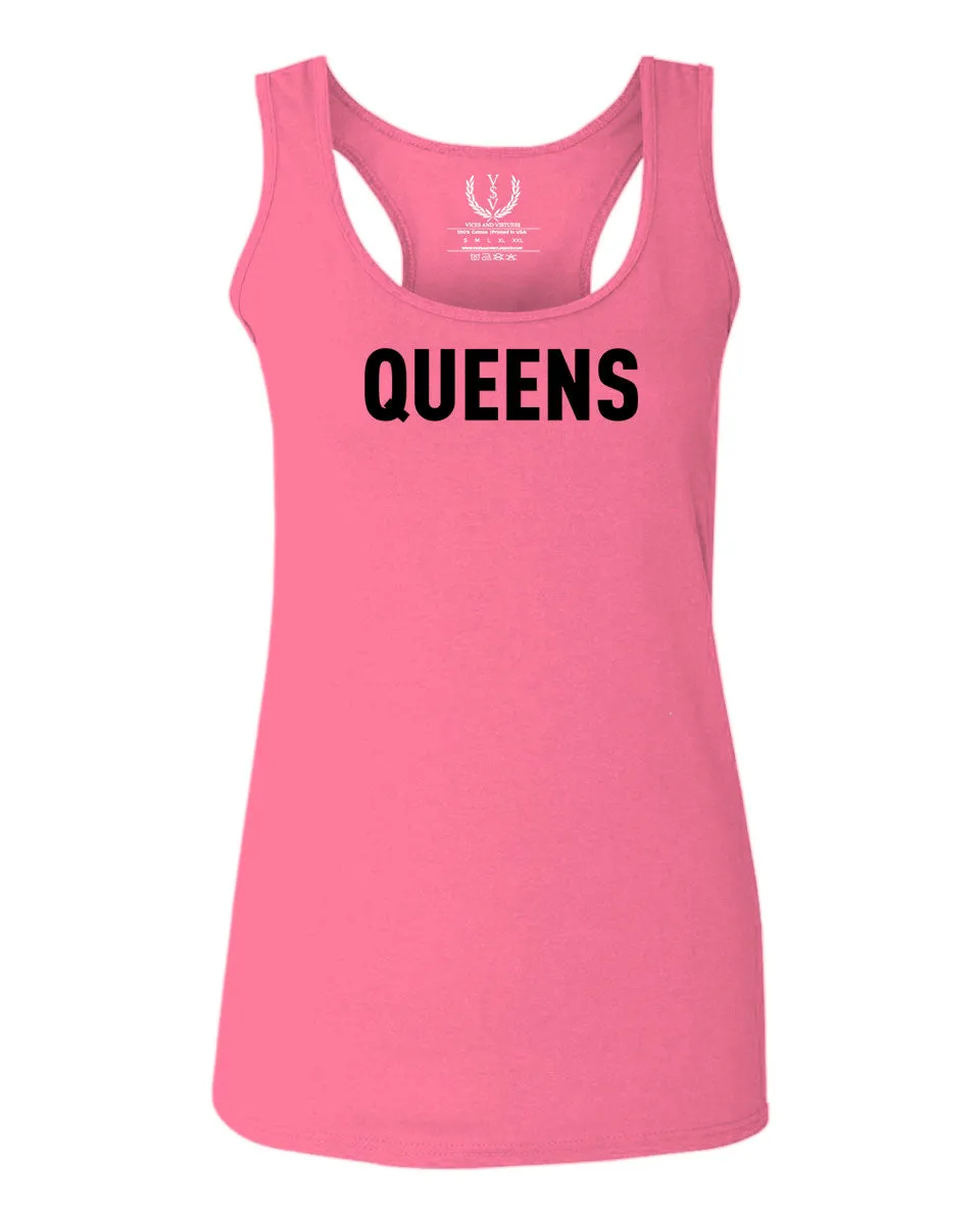 Black Fonts New York Queen NYC Cool City American  women's Tank Top sleeveless Racerback